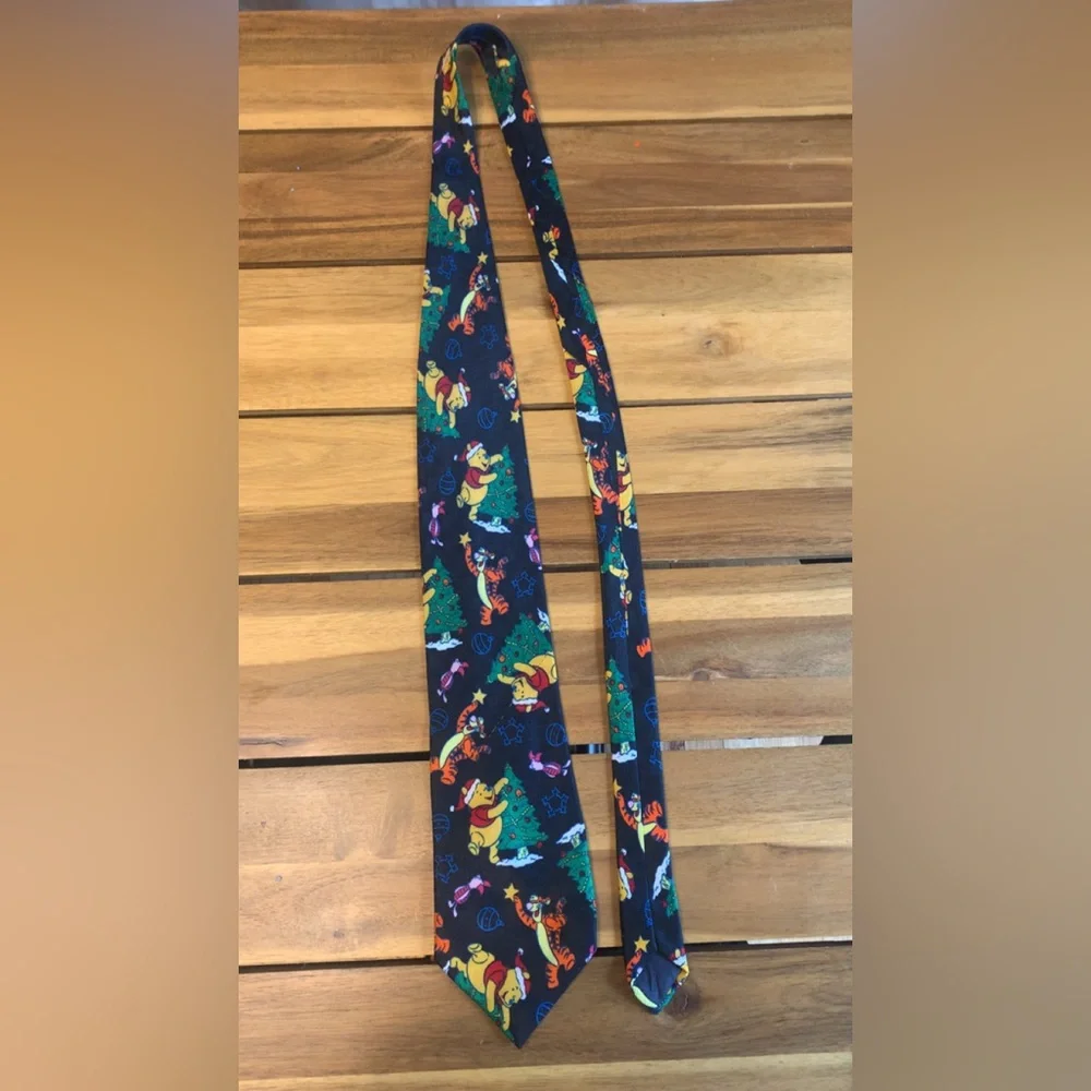 Navy Holiday Winnie the Pooh Tie - Unbranded